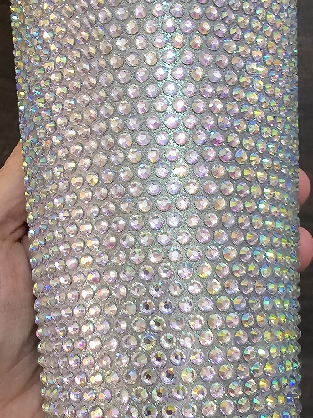 Iridescent Rhinestone Tumbler with Metal Straw - Picture 7 of 12